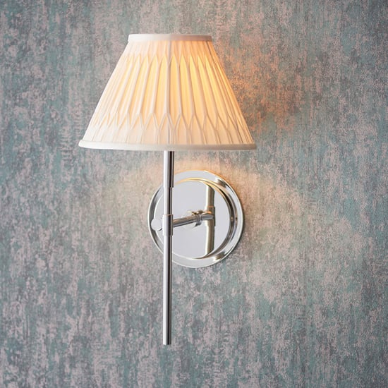 Product photograph of Cocoa And Chatsworth Ivory Shade Wall Light In Bright Nickel from Furniture in Fashion