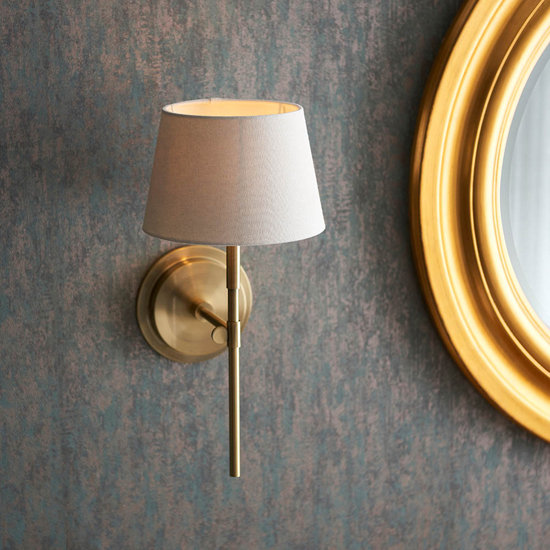 Cocoa And Cici Ivory Tapered Shade Wall Light In Antique Brass