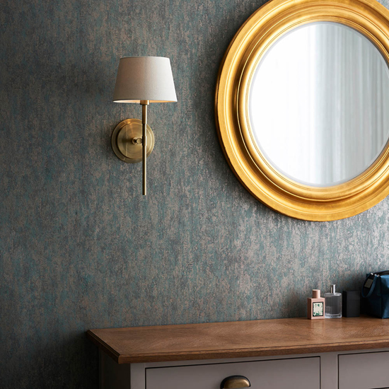 Cocoa And Cici Ivory Tapered Shade Wall Light In Antique Brass