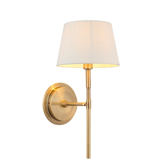 Cocoa And Cici Ivory Tapered Shade Wall Light In Antique Brass