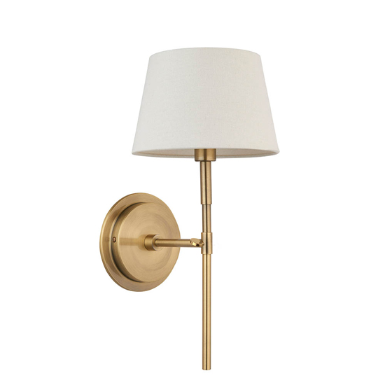 Cocoa And Cici Ivory Tapered Shade Wall Light In Antique Brass