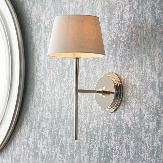 Cocoa And Cici Ivory Tapered Shade Wall Light In Bright Nickel