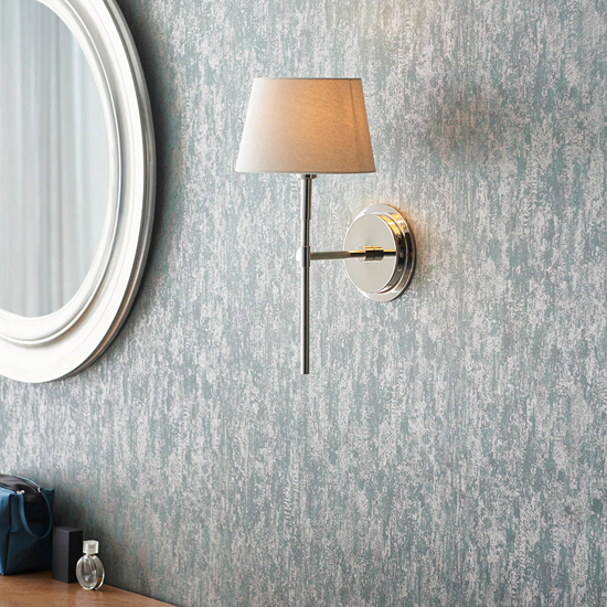 Cocoa And Cici Ivory Tapered Shade Wall Light In Bright Nickel
