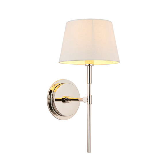 Cocoa And Cici Ivory Tapered Shade Wall Light In Bright Nickel