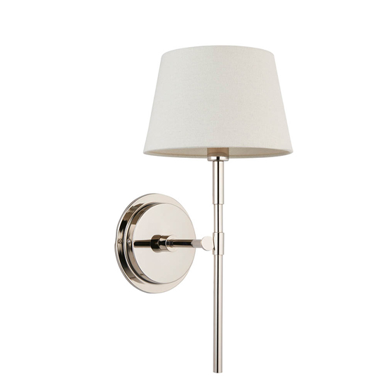 Cocoa And Cici Ivory Tapered Shade Wall Light In Bright Nickel