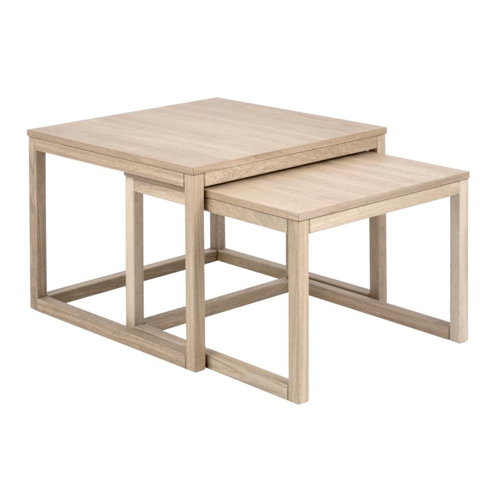 Cocoa Wooden Nesting Coffee Tables In Oak
