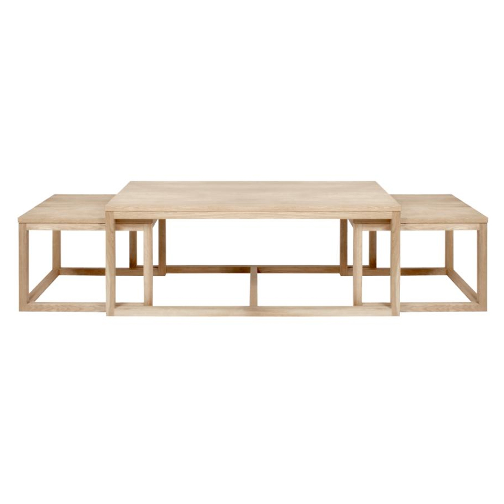 Cocoa Wooden Nesting Coffee Tables In White Oak