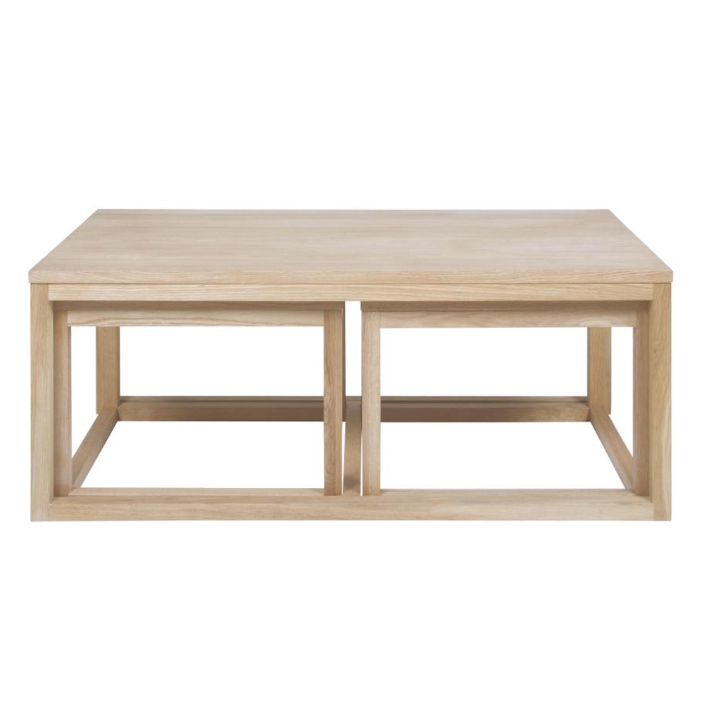 Cocoa Wooden Nesting Coffee Tables In White Oak