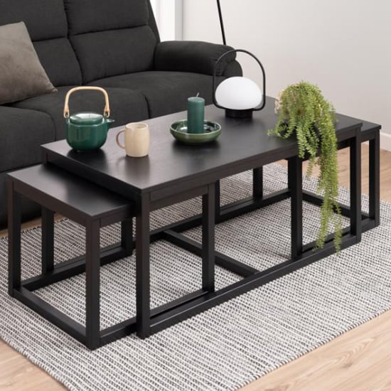 Photo of Cocoa wooden set of 3 coffee tables in black
