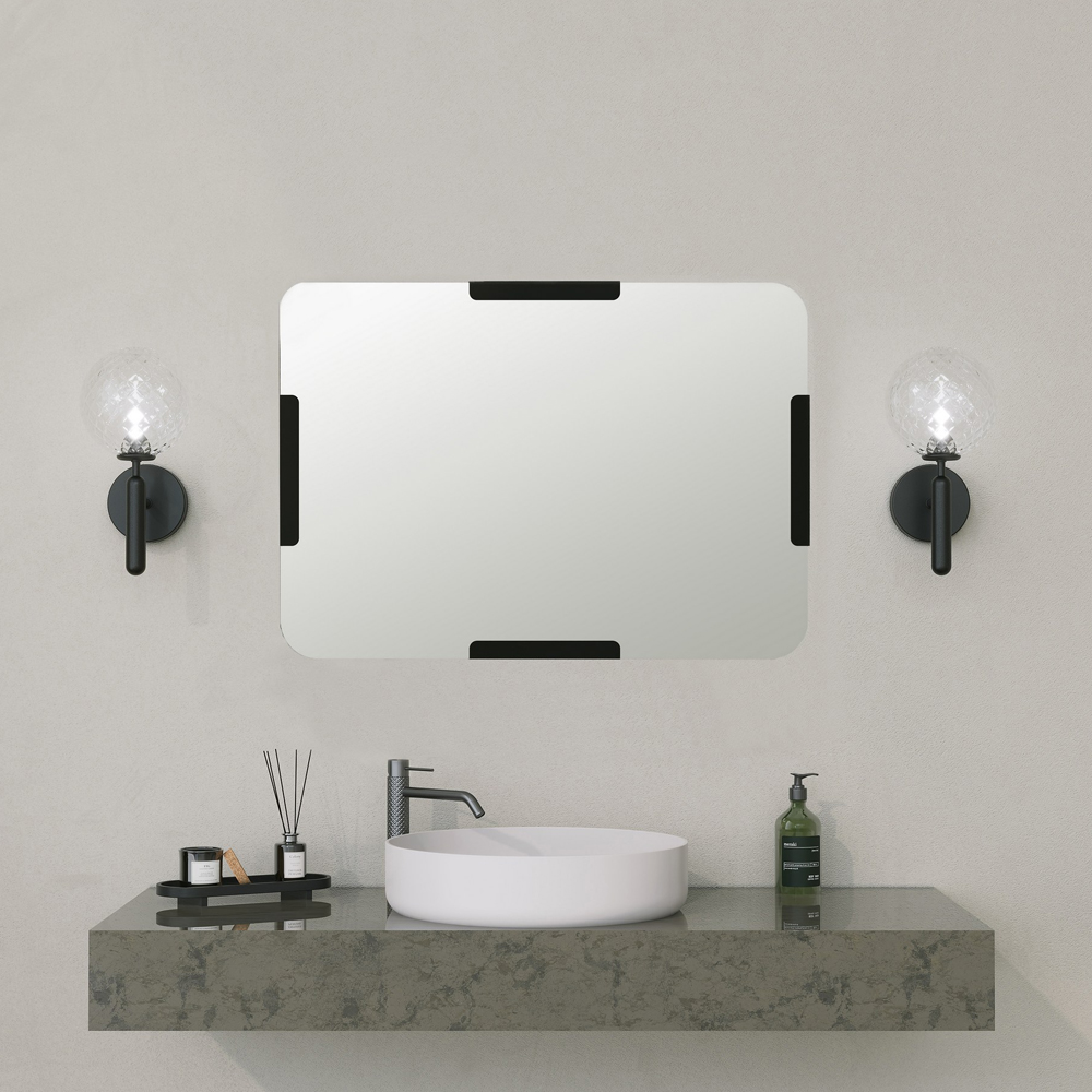 Code Decorative Wall Mirror Black Wooden Frame