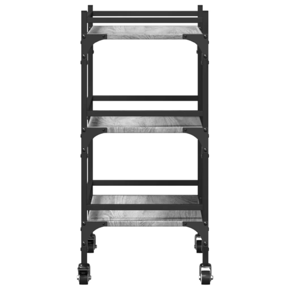 Coeburn Wooden Kitchen Trolley With 3 Shelves In Grey Sonoma