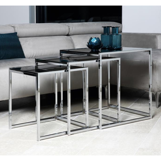 Read more about Coeur black glass nest of 3 table with chrome base