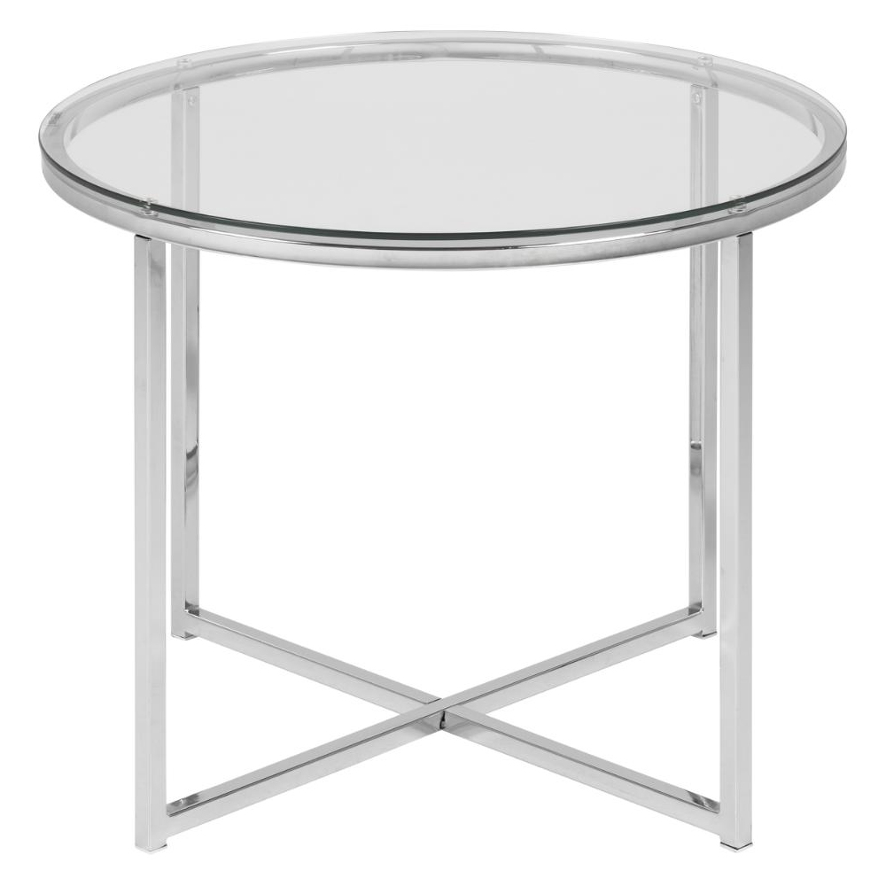 Coeur Clear Glass Round Side Table With Chrome Frame