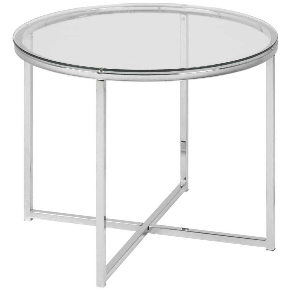 Coeur Clear Glass Round Side Table With Chrome Frame