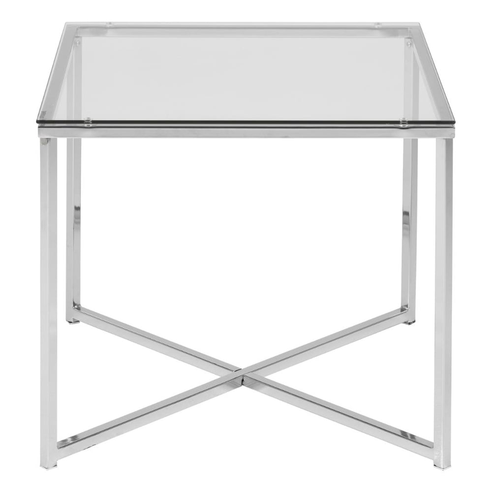 Coeur Clear Glass Square Side Table With Chrome Frame