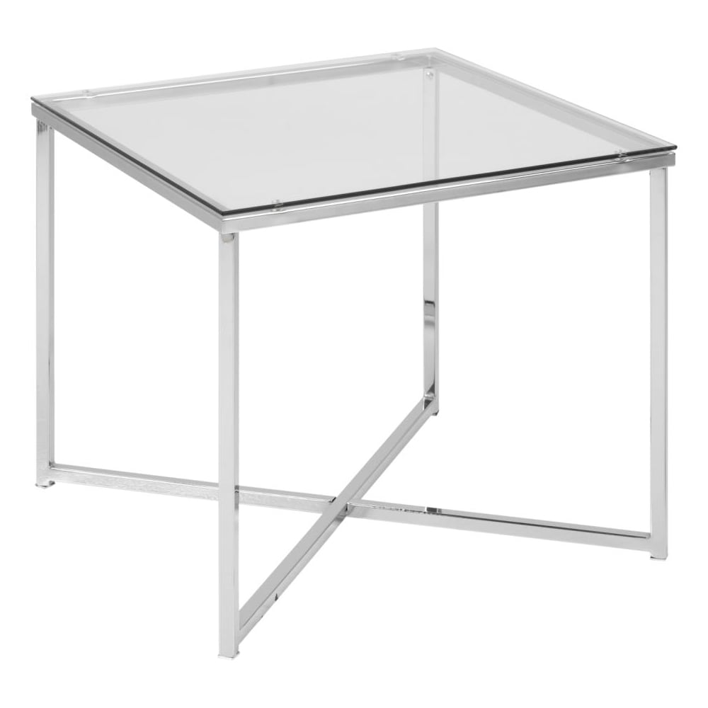 Coeur Clear Glass Square Side Table With Chrome Frame