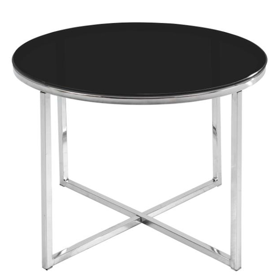 Coeur Round Black Glass Side Table With Chrome Base_2