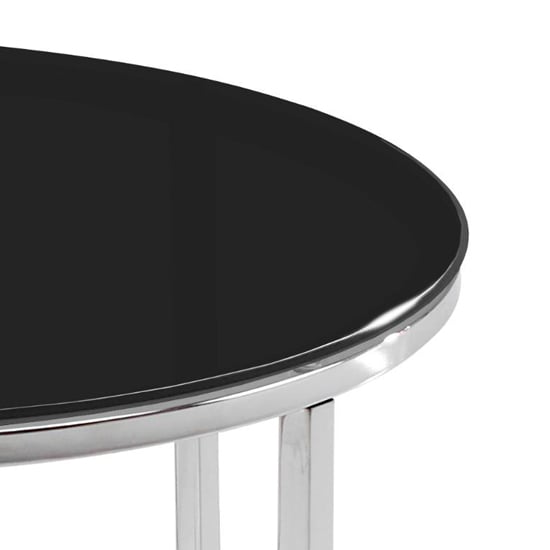 Coeur Round Black Glass Side Table With Chrome Base_3