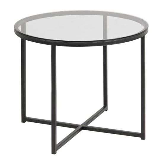 Coeur Round Clear Glass Side Table With Black Base_2