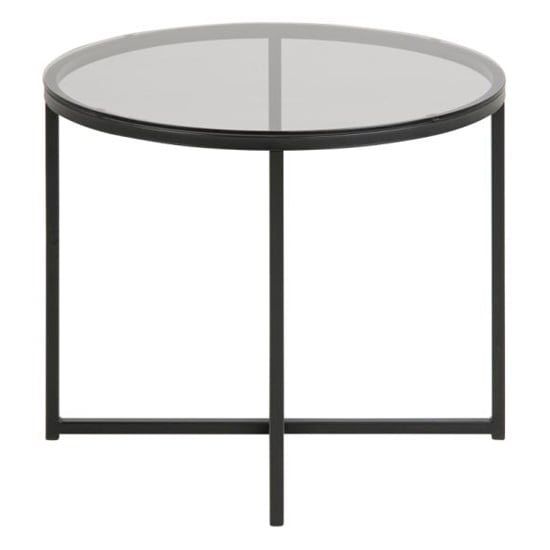 Coeur Round Smoked Glass Side Table With Black Base_3