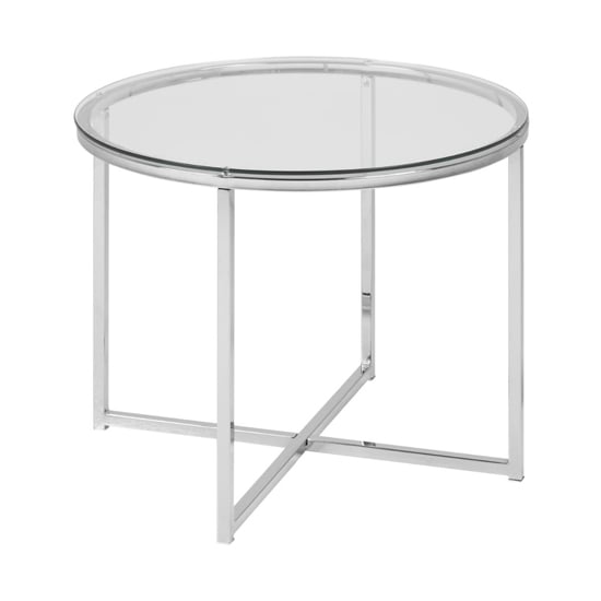 Coeur Round Clear Glass Side Table With Chrome Base_2