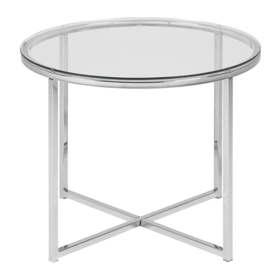 Coeur Round Clear Glass Side Table With Chrome Base_3