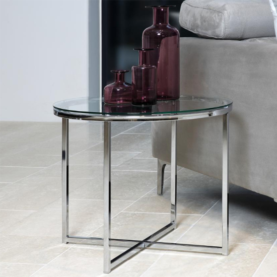 Read more about Coeur round clear glass side table with chrome base