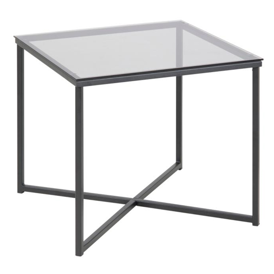 Coeur Square Smoked Glass Side Table With Black Base_2