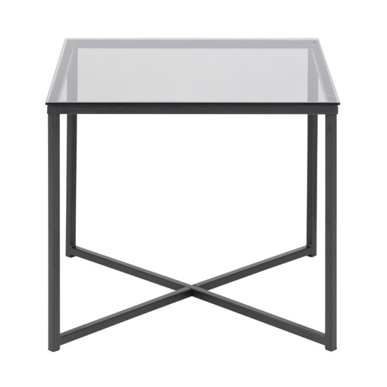 Coeur Square Smoked Glass Side Table With Black Base_3
