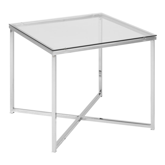 Coeur Square Clear Glass Side Table With Chrome Base_2
