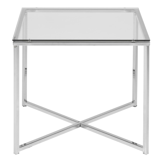 Coeur Square Clear Glass Side Table With Chrome Base_3
