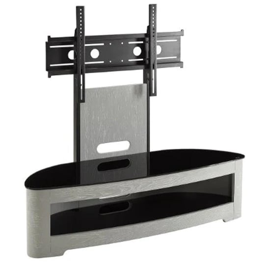 Cohen Curved Cantilever TV Stand In Grey Ash And Black Glass