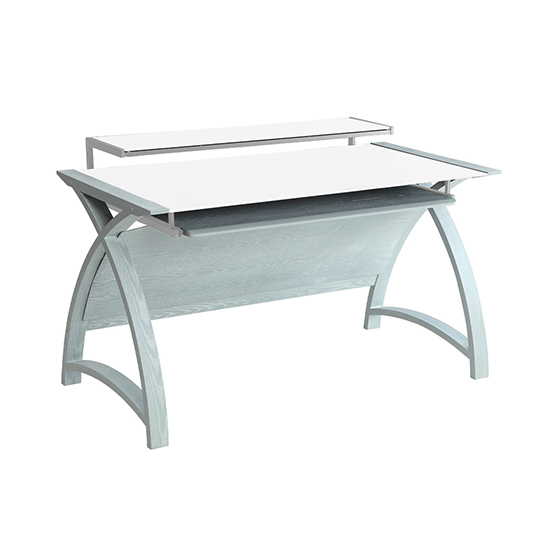 Cohen Large Curve White Glass Top Computer Desk In Grey_2