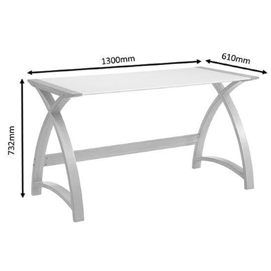 Cohen Large Curve With Milk White Glass Top Laptop Desk In Grey