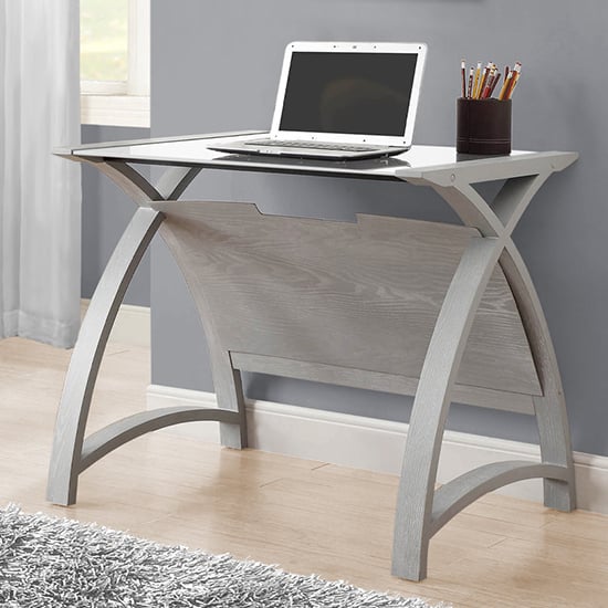 Cohen Small Curve White Glass Top Laptop Desk In Grey_1
