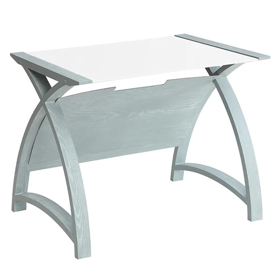 Cohen Small Curve Laptop Table With Milk White Glass Top In Grey