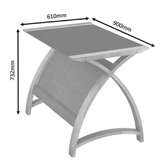 Cohen Small Curve Laptop Table With Milk White Glass Top In Grey