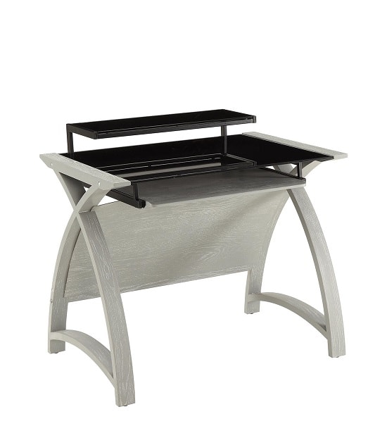 Read more about Cohen curve computer desk small in black glass and grey ash