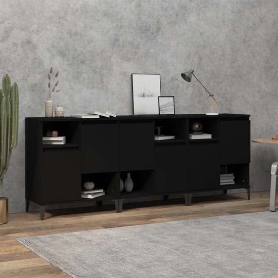 Read more about Coimbra wooden sideboard with 6 doors in black