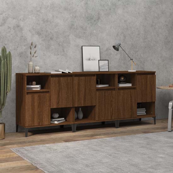 Coimbra Wooden Sideboard With 6 Doors In Brown Oak thumbnail