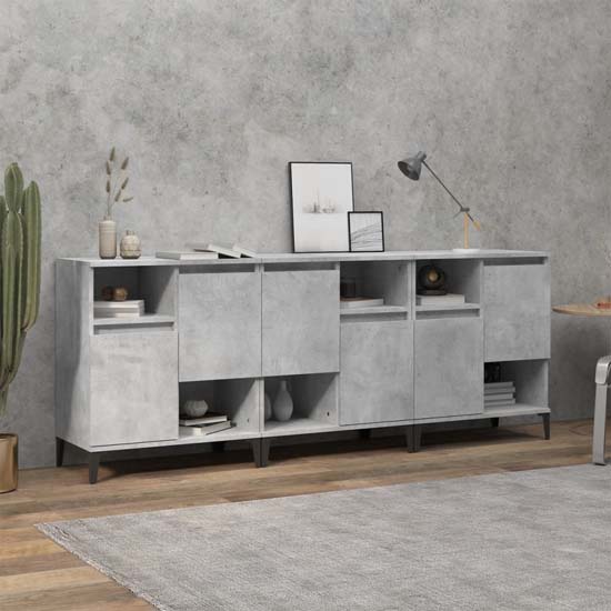 Read more about Coimbra wooden sideboard with 6 doors in concrete effect