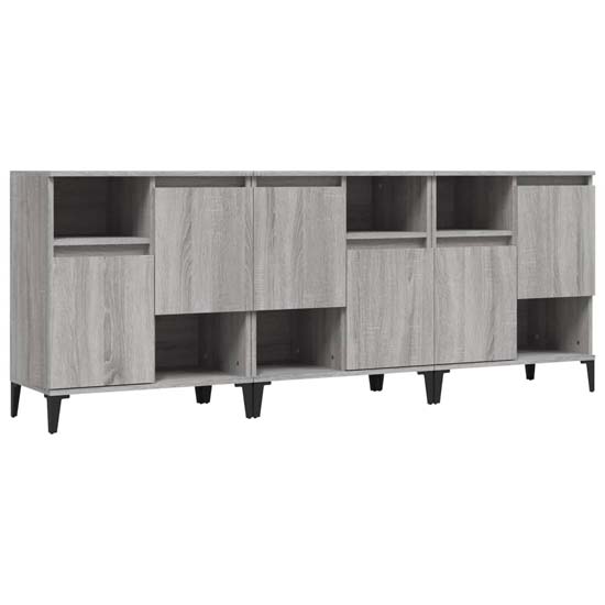 Coimbra Wooden Sideboard With 6 Doors In Grey Sonoma Oak