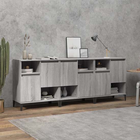 Read more about Coimbra wooden sideboard with 6 doors in grey sonoma oak
