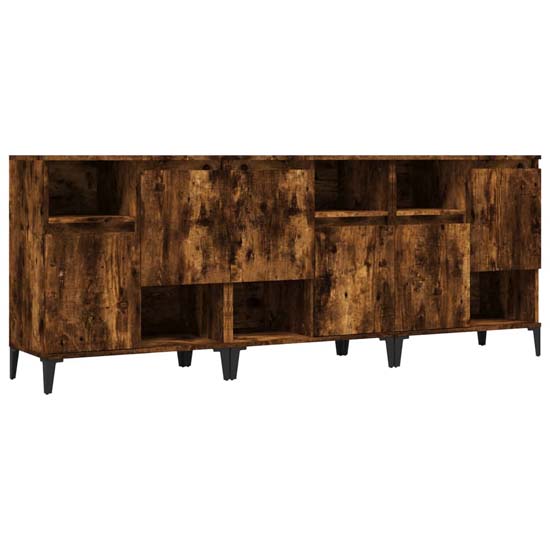 Coimbra Wooden Sideboard With 6 Doors In Smoked Oak