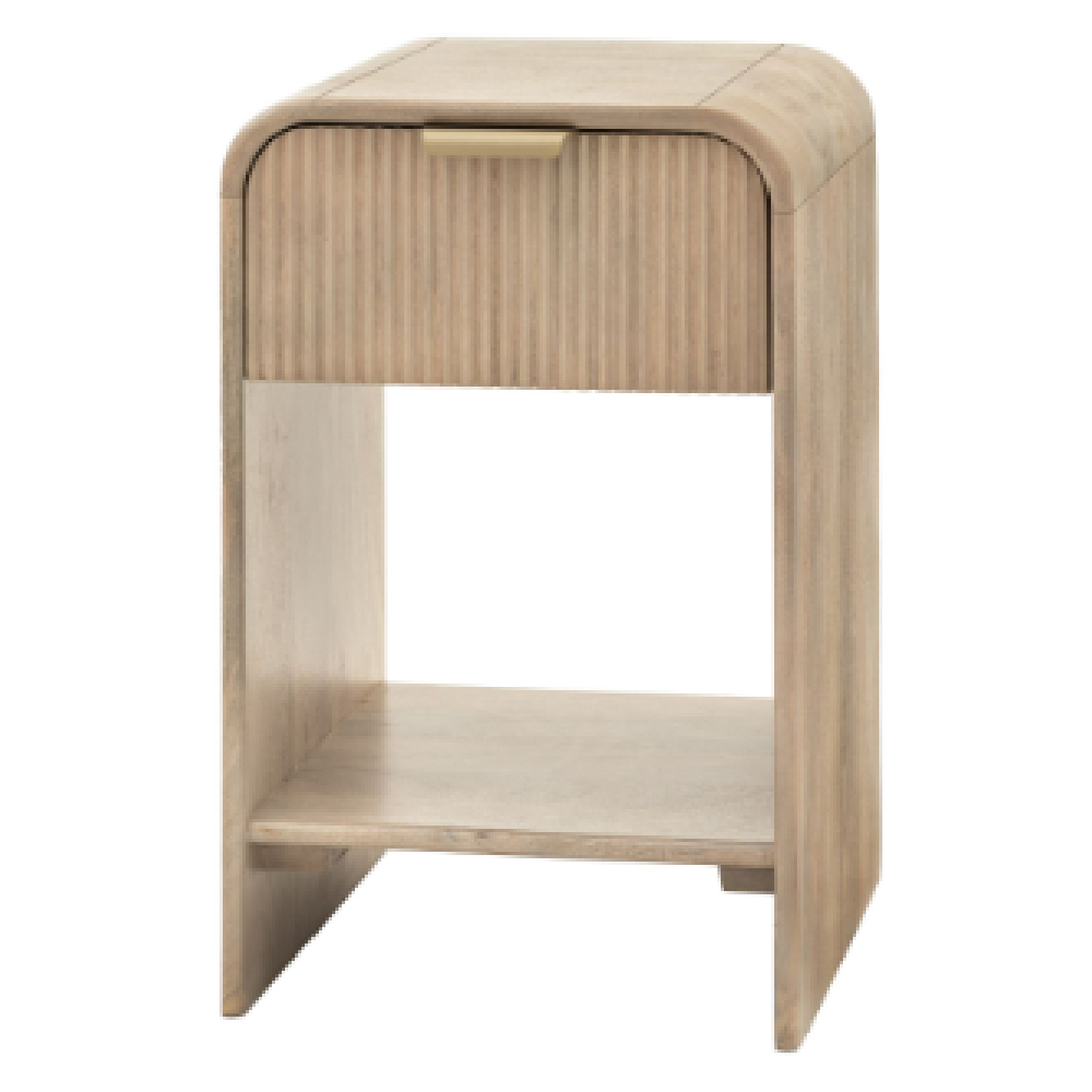 Coimbra Small Wooden Bedside Cabinet With 1 Drawer In Natural