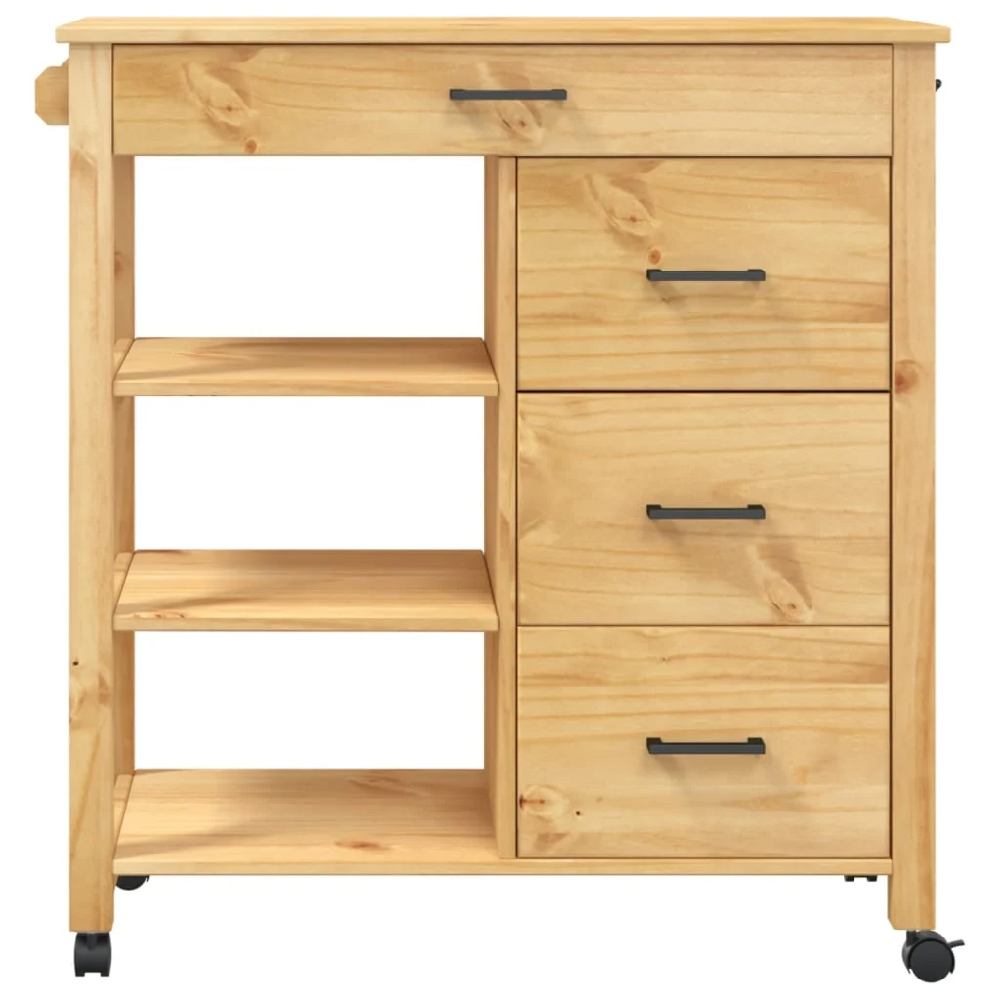 Coimbra Wooden Kitchen Trolley With 4 Drawers In Brown
