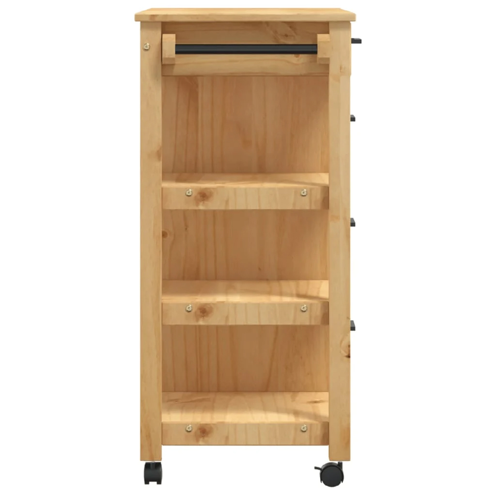 Coimbra Wooden Kitchen Trolley With 4 Drawers In Brown