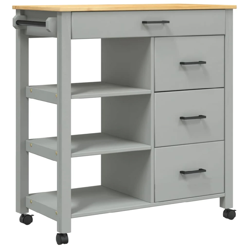 Coimbra Wooden Kitchen Trolley With 4 Drawers In Grey And Oak