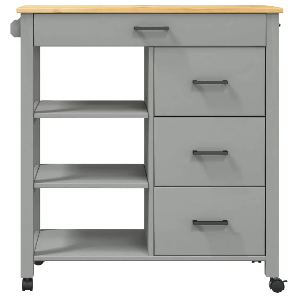 Coimbra Wooden Kitchen Trolley With 4 Drawers In Grey And Oak