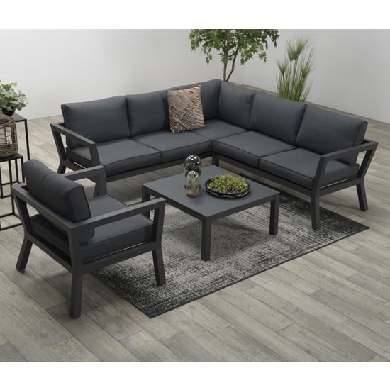 Product photograph of Colap Corner Sofa With Coffee Table And Armchair In Carbon Black from Furniture in Fashion